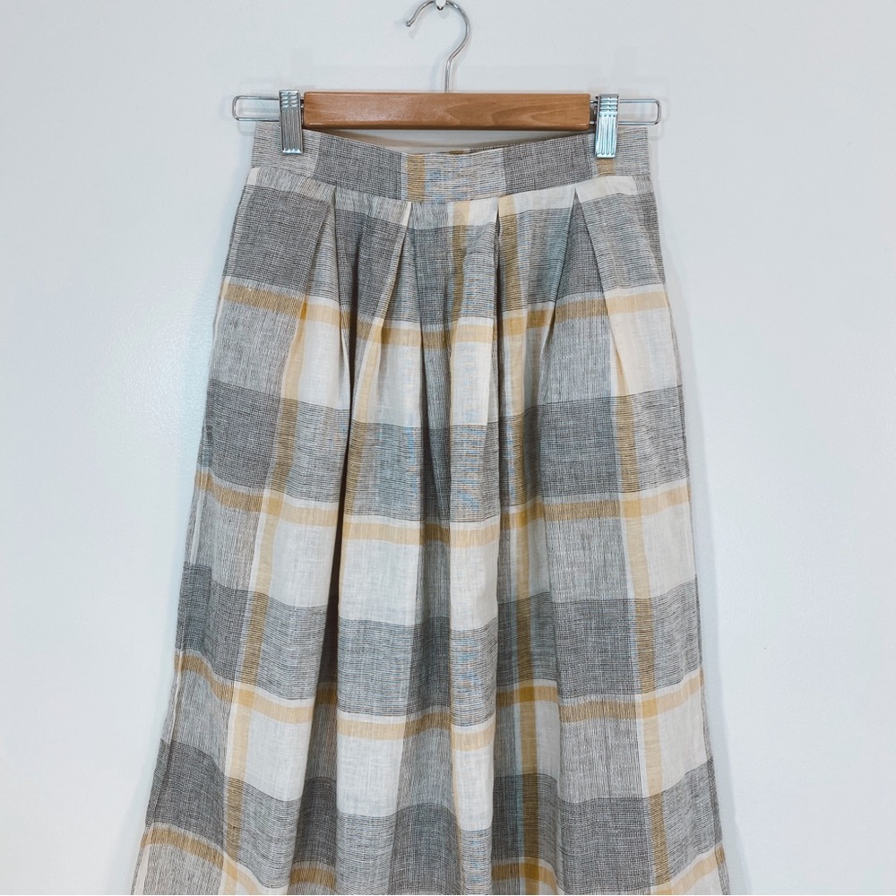 Vintage Jones New‎ York Linen Blend Plaid Midi Skirt - Picture 9 of 11